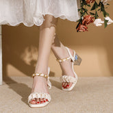 Tacones de cristal transparentes estilo hada versátiles de verano para mujer